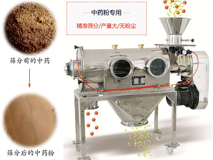 WQS50-130臥式氣流篩：中藥粉專用篩：精度篩分/產(chǎn)量大/無粉塵符合標準。